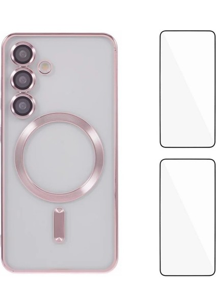 Samsung Galaxy S25 Plus Elektrokaplama Tpu Kılıf Lens Filmi + 2 Adet Temperli Cam (Yurt Dışından)