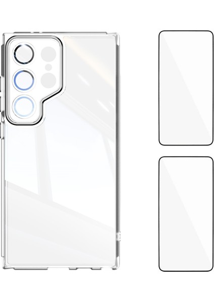 Samsung Galaxy S25 Ultra Tpu Düşmeye Dayanıklı Şeffaf Telefon Kılıfı 2 Adet Temperli Cam Filmi ile (Yurt Dışından)