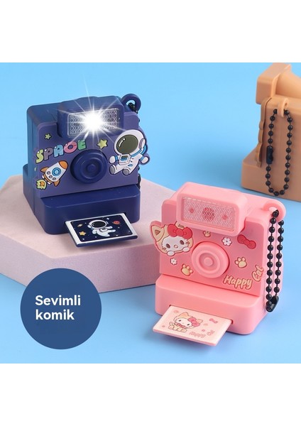 Polaroid Kamera Kolye Anahtarlık Ses ve Işık Oyuncak Okul Çantası Kolye (Yurt Dışından)