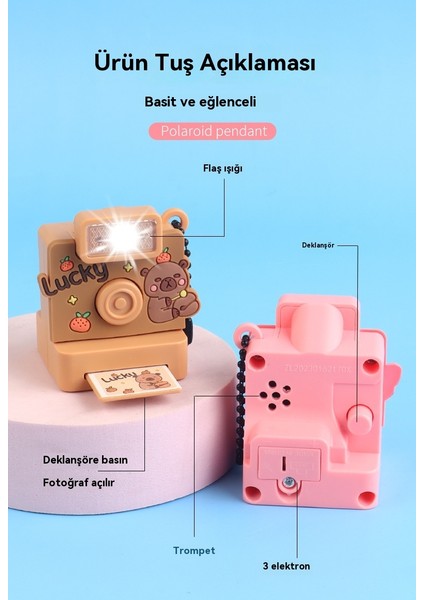 Polaroid Kamera Kolye Anahtarlık Ses ve Işık Oyuncak Okul Çantası Kolye (Yurt Dışından)