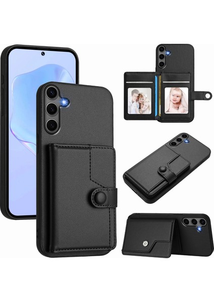 Samsung Galaxy S25 Plus Rfıd Engelleme Kart Tutucu Ayak Tpu + Pu Deri Telefon Arka Kapağı (Yurt Dışından)