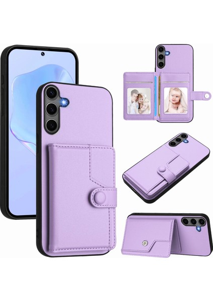Samsung Galaxy S25 Plus Rfıd Engelleme Kart Tutucu Ayak Tpu + Pu Deri Telefon Arka Kapağı (Yurt Dışından)