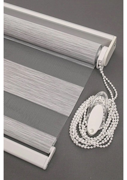 Açık Gri Bambu Zebra Perde