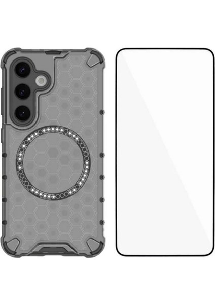 Samsung Galaxy S25 Tpu + Pc Telefon Kılıfı Temperli Camlı Magsafe ile Uyumlu (Yurt Dışından)