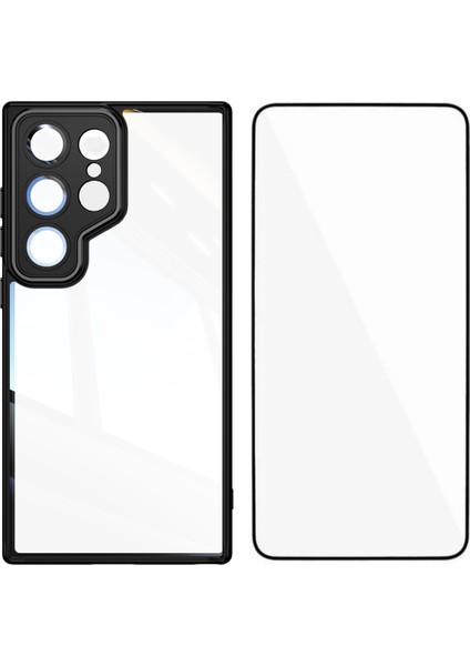 Samsung Galaxy S25 Ultra Tpu Darbeye Dayanıklı Şeffaf Telefon Kılıfı Temperli Cam Filmi ile (Yurt Dışından)
