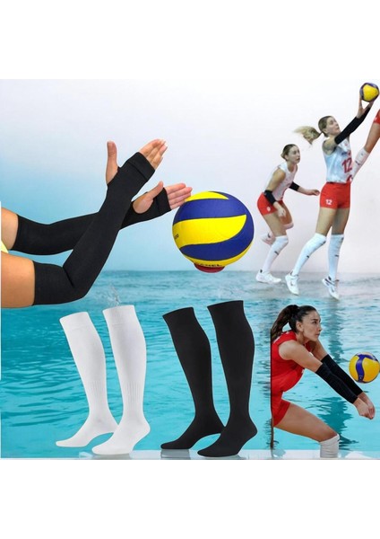 Yetişkin Voleybol Seti, Sporcu Kolluğu ve Siyah-Beyaz Çorap, Renk: Siyah