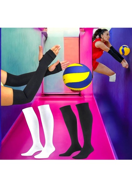 Yetişkin Voleybol Seti, Sporcu Kolluğu ve Siyah-Beyaz Çorap, Renk: Siyah fırsatları