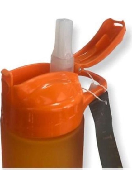 Turuncu 600 ml Tritan pipetli şık ve su matarası