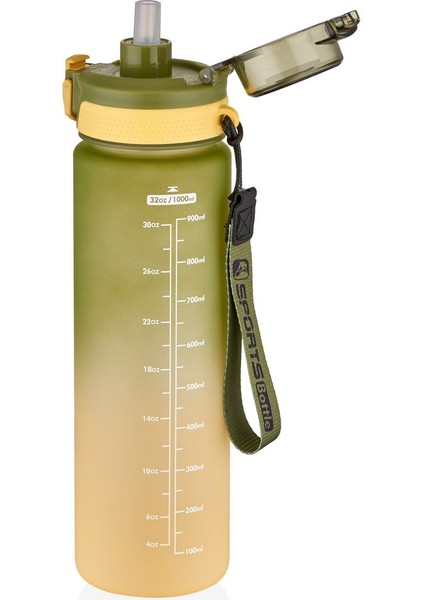 1000ml Çift Renk Motivasyon Matara, Sticker Hedili, Pipetli ve Pipetsiz Kullanım fiyatları