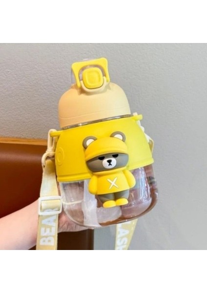 Şeffaf cam matara 1,2 L, sarı, pratik ve sağlıklı kullanım için ideal