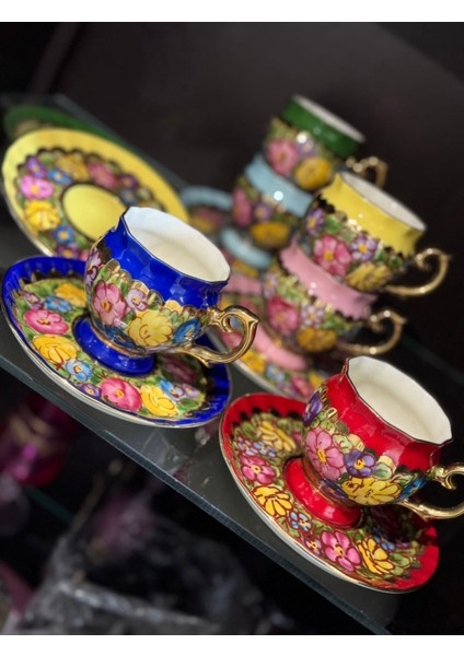 Esterhomedecor 6 Kişilik El Boyama Porselen Kahve Fincan Takımı fiyatları