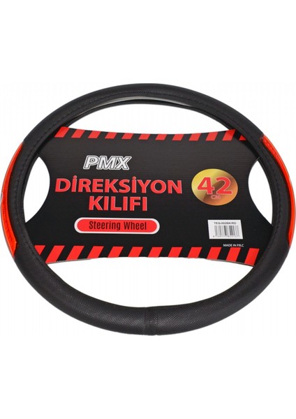 Pmx Direksiyon Kılıfı Fosforlu 42 cm Siyah (Türk Bayrağı) TEQ-002BK/RD