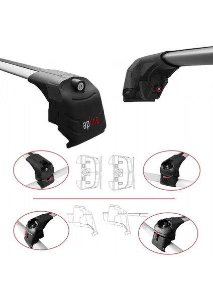 Apline Ace-2 221 V2 Gri Rifter /berlingo/combo/doblo/proace Ara Atkı Anahtarlı (Yapışık Araçlar)