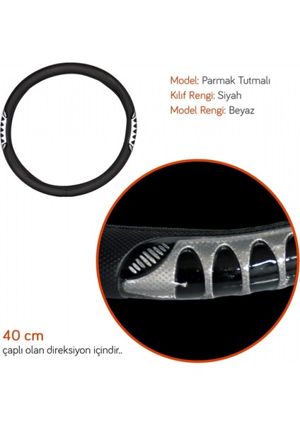 Pmx Direksiyon Kılıfı Fosforlu 40 cm Siyah (Beyaz) TEQ-007BK/SL modelleri