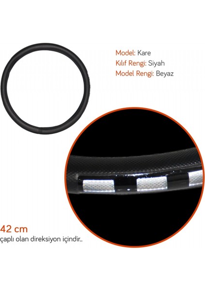 Pmx Direksiyon Kılıfı Fosforlu 42 cm Siyah (Beyaz) TEQ-005BK/SL modelleri