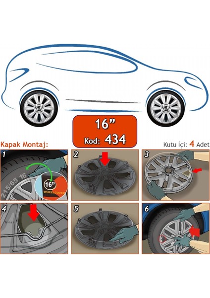 434 16 Inç Jant Kapağı Gri Sks Üniversal fiyatları