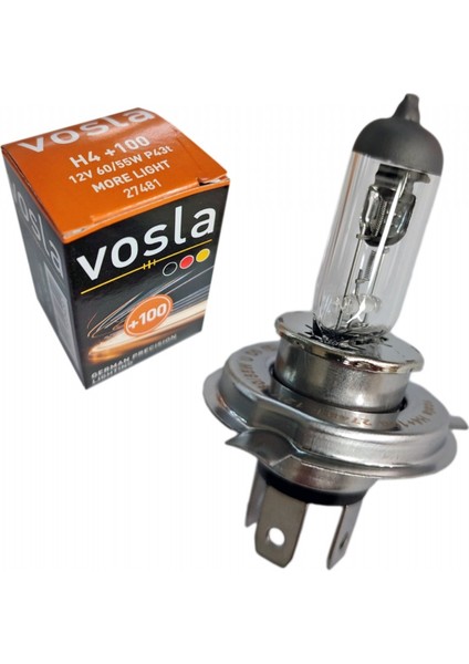 12V H4 Ampul 60/55W +100 Fazla Işık P43T VS27481 (2 Li)