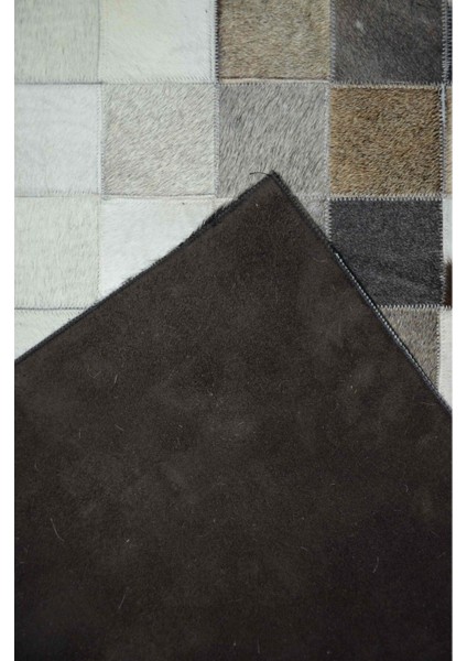 Beyaz ve Siyah Renk Ombre Geçişli Deri Patchwork Halı 120X180 cm (2,16 M²) indirimleri