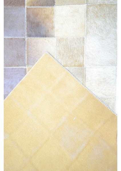Krem ve Kahverengi Ombre Geçişli Deri Patchwork Halı 120X180 cm (2,16 M²) indirimleri