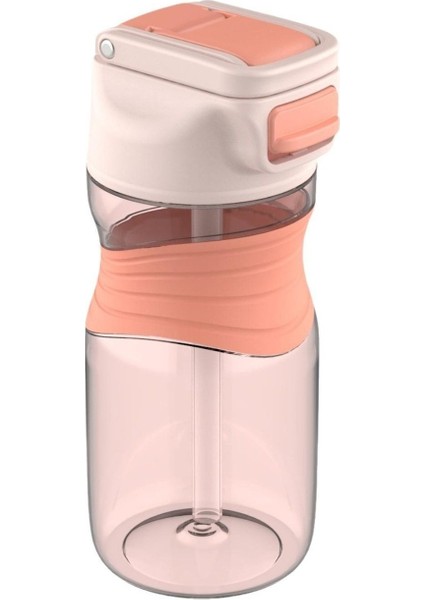 450ml Pembe Silikon Gövde Tritan Matara, Sağlam ve Hafif, Spor ve Günlük Kullanım İçin