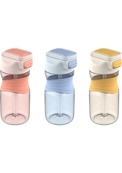 450ml Pembe Silikon Gövde Tritan Matara, Sağlam ve Hafif, Spor ve Günlük Kullanım İçin