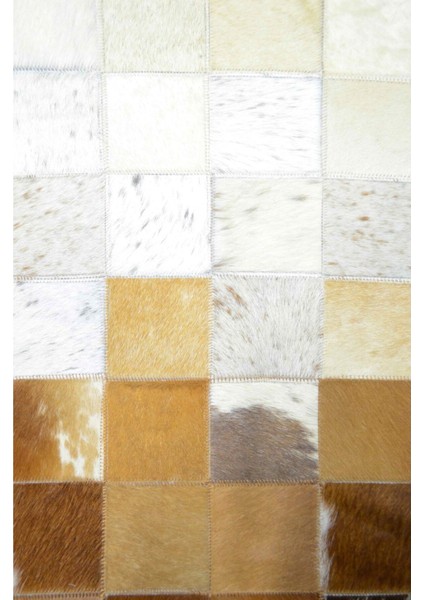 Krem ve Kahverengi Yuvarlak Deri Patchwork Halı 150X150 cm (2,25 M²) fırsatları