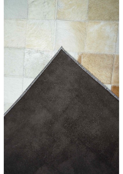 Krem ve Kahverengi Ombre Geçişli Deri Patchwork Halı 120X180 cm (2,16 M²) indirimleri
