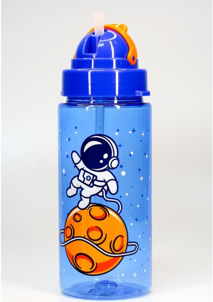 Çocuklar için 500 mL mavi hafif ve kullanışlı Tritan pipetli su şişesi