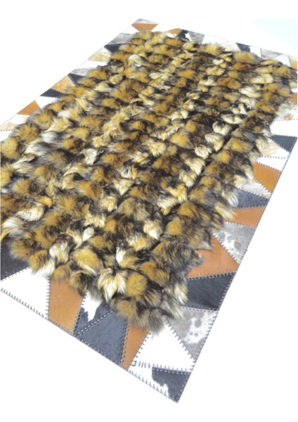Taba, Siyah ve Beyaz Renk Deri ve Kürklü Toscana Halı 120X180 cm (2,16 M²) modelleri