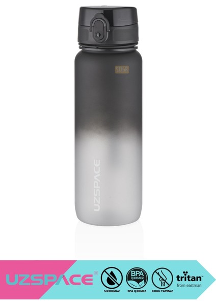 800ml Renkli BPA'sız Kapaklı Tritan Su Şişesi Siyah-Beyaz