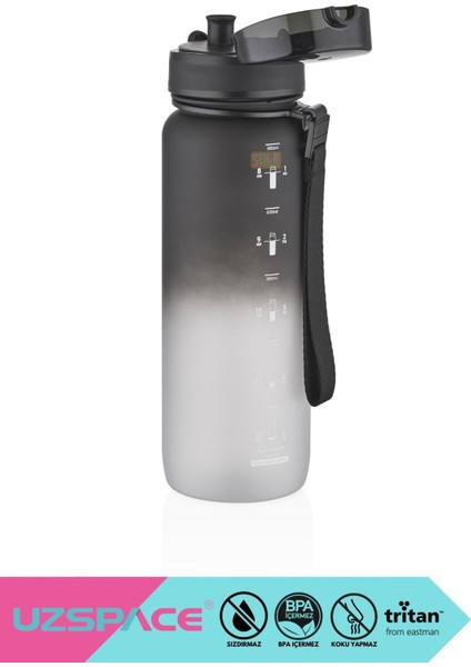 800ml Renkli BPA'sız Kapaklı Tritan Su Şişesi Siyah-Beyaz fiyatları