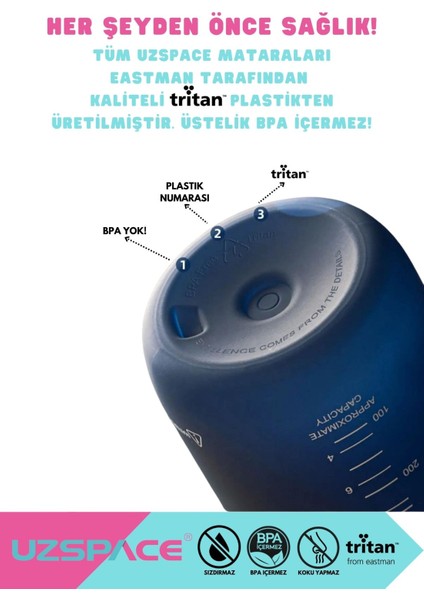 800ml Renkli BPA'sız Kapaklı Tritan Su Şişesi Siyah-Beyaz