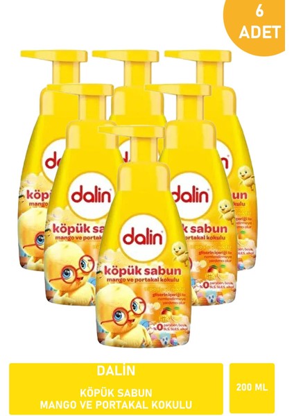 Dalin Köpük Sabun Mango ve Portakal Kokulu 200 ml x 6 Adet