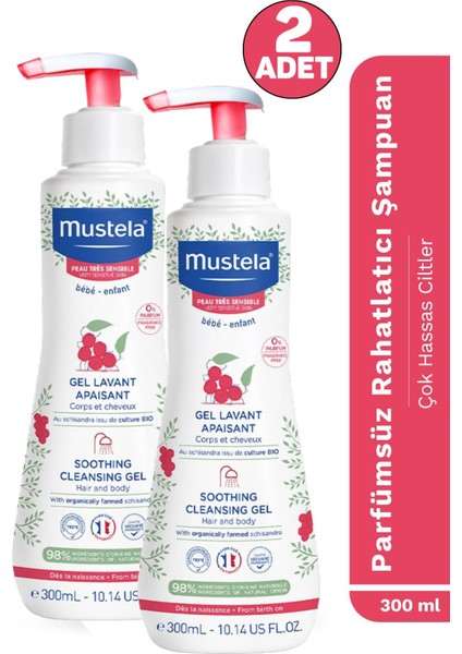 Mustela Soothing Cleansing Gel Hair And Body Hassas Ciltler Için Temizleme Jeli 300 ml 2 Adet