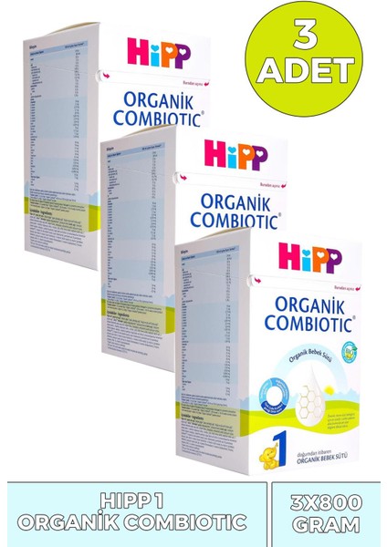 Hipp 1 Organik Combiotic Bebek Sütü 800 gr 3 Adet