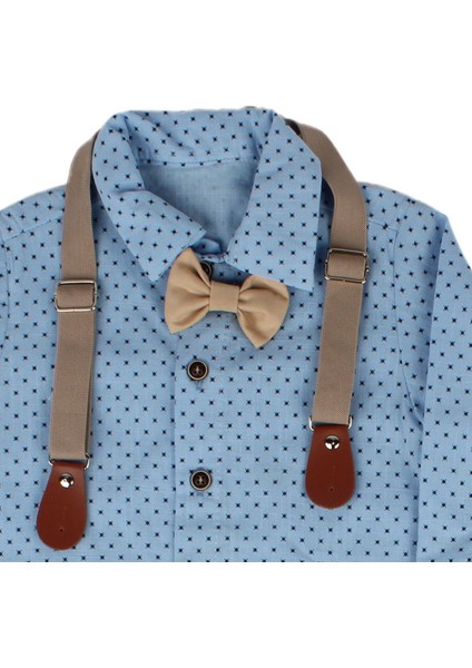 Erkek Bebek Mavi Kahve Puanlı Papyonlu Şapkalı Gömlek Takım fırsatları