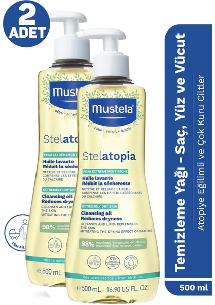 Mustela Stelatopia Huile Lavante Cleansing Oil 500 ml 2 Adet