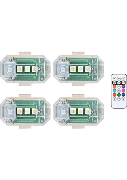 4 Adet Uzaktan Kumandalı Kablosuz LED Strobe Işıkları, 8 Renk USB Çarpışma Önleyici LED Acil Durum Uyarı Işıkları (Yurt Dışından)