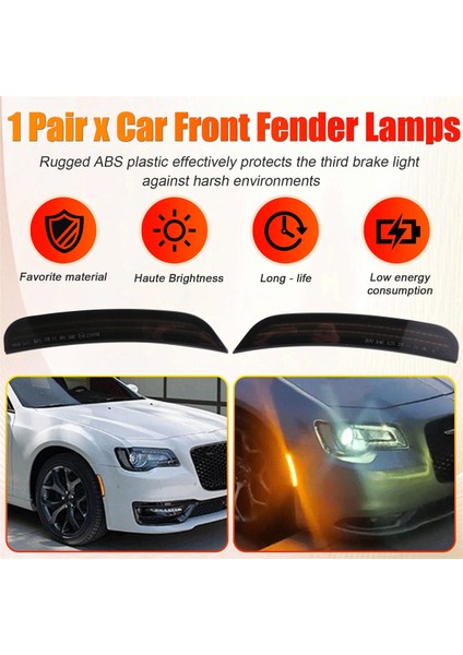 Araba Ön Çamurluk Lambaları Amber LED Yan Işaret Lambası Füme Lens Su Geçirmez Gösterge Lambası Chrysler 300 2015-2022 Için (Yurt Dışından) indirimleri
