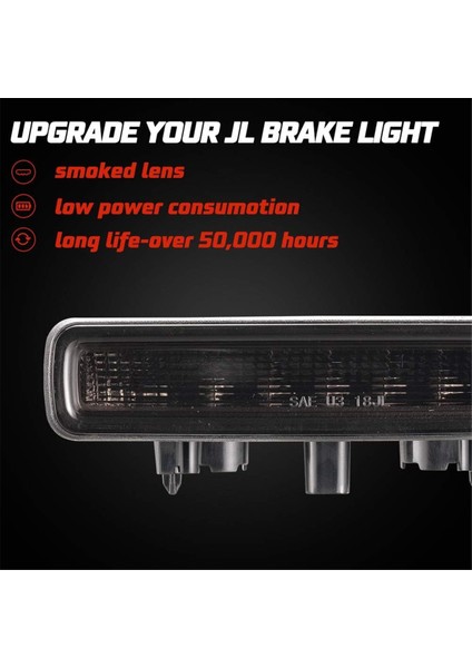 Jeep Wrangler Jl 2018-2024 Için LED 3. Fren Lambası Arka Yüksek Montajlı Durdurma Lambası Fren Lambası Dumanlı Mercek (Yurt Dışından) indirimleri
