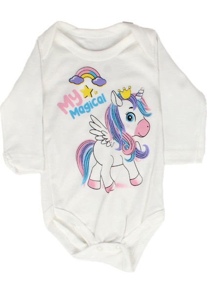 Kız Bebek Beyaz Pembe Unicorn Desenli Zıbın 3'lü Takım fiyatları