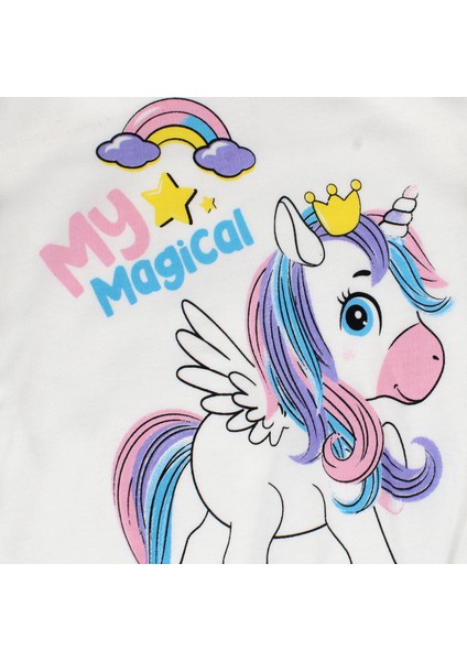 Kız Bebek Beyaz Pembe Unicorn Desenli Zıbın 3'lü Takım modelleri