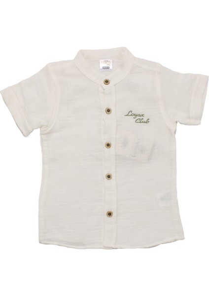 Erkek Çocuk Ekru Yeşil Müslin Gömlekli Armalı 2'li Takım fiyatları