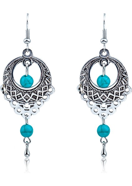 Etnik Tarz Oyma Küpeler Kadın Antik Bronz Atılı Içi Boş Çiçekler ve Yapraklar Küpeler Bohem Yeşillik Küpeler (Yurt Dışından)