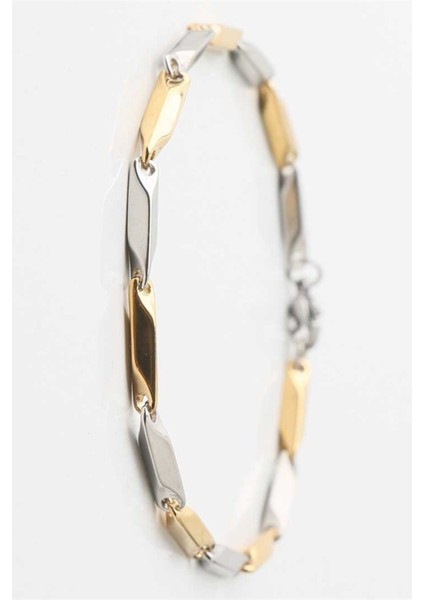 Sarı Beyaz Renk Kare Küp Model Erkek Çelik Bileklik Künye eck05bsrb fiyatları