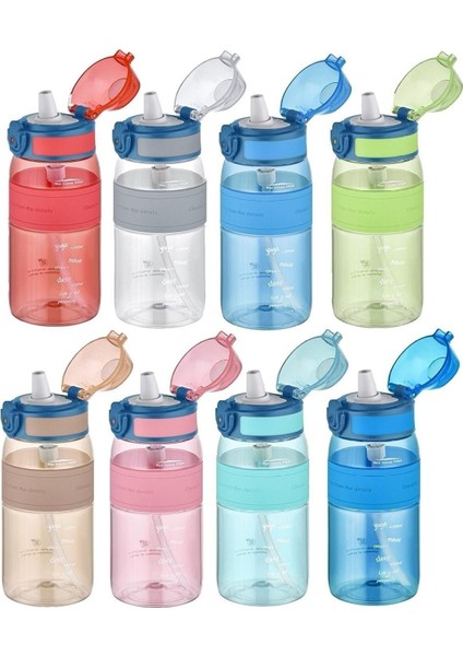 Mini Silikon Gövdeli Pipetli 440ml Tritan Su Şişesi, Gri Renk, Hafif ve Sağlam Tasarım fiyatları