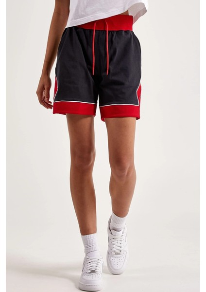 Jordan Sport Diamond Loose Fit Shorts Kadın Geniş Kalıp Şort Siyah Kırmızı