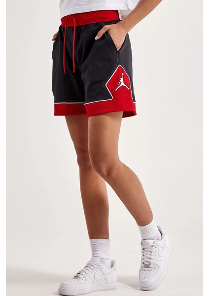 Jordan Sport Diamond Loose Fit Shorts Kadın Geniş Kalıp Şort Siyah Kırmızı modelleri