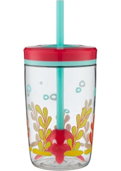 Renkli ve eğlenceli yüzen ahtapot pipetli cam bardak, 0,40 L, US menşei