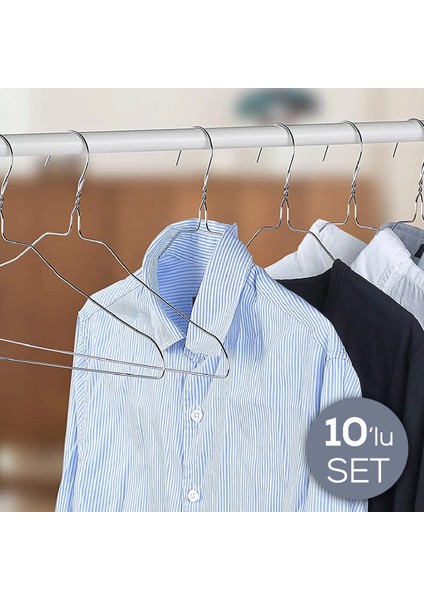 10'lu Krom Tshirt ve Şal Askısı Yer Kaplamaz Askı